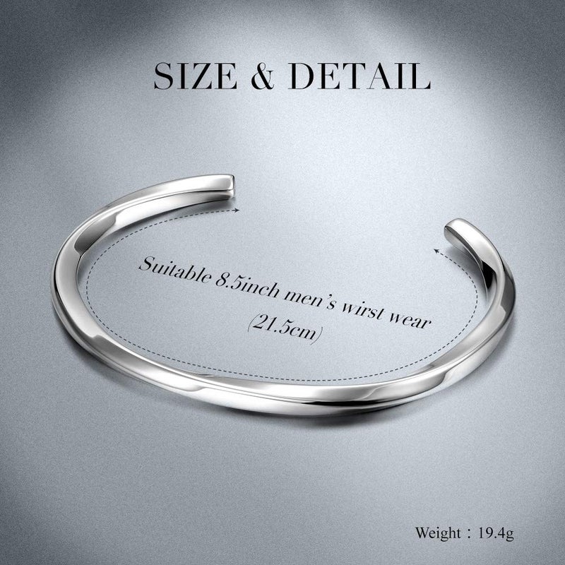 CIUNOFOR Stainless Steel Cuff Bracelets for Men, Menâ€™ Silver Metal Simple Bangle Bracelet, 8.5 inches Inner Circ., Twisted Bracelet for Adult, Viking Jewelry Gift - Image 5